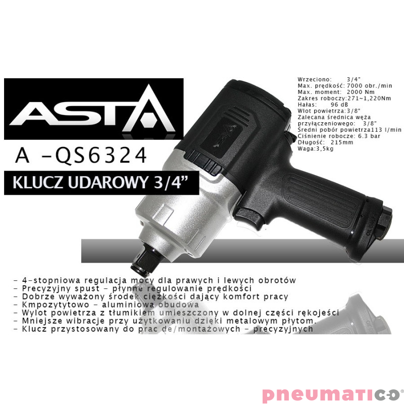 Klucz udarowy ASTA A-QS6234 2000Nm