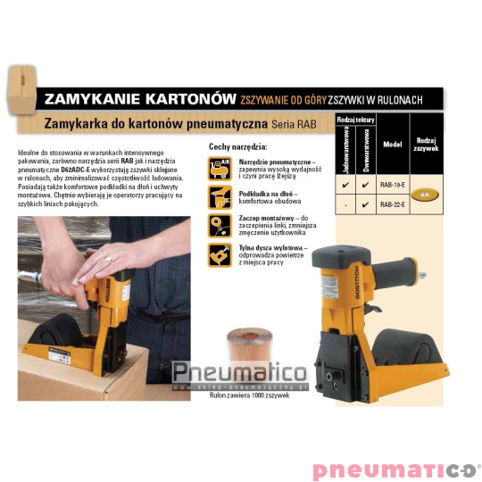 Zszywacz pneumatyczny do kartonów Stanley Bostitch RAB-19-E Zszywacz pneumatyczny do kartonów Stanley Bostitch RAB-19-E