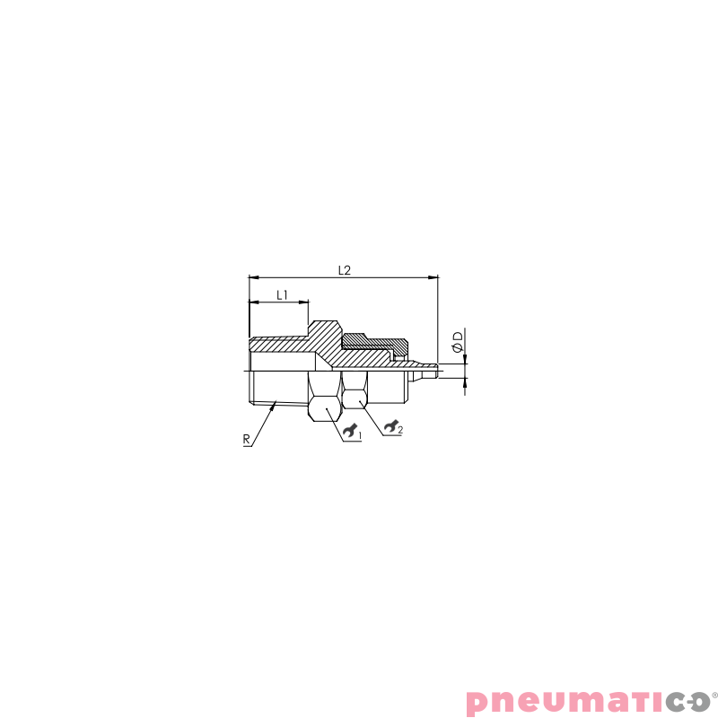 Złącze skręcane proste 12x10 mm z gw. zew. 1/2" RQS NKG1212 Złącze skręcane proste 12x10 mm z gw. zew. 1/2" RQS NKG1212