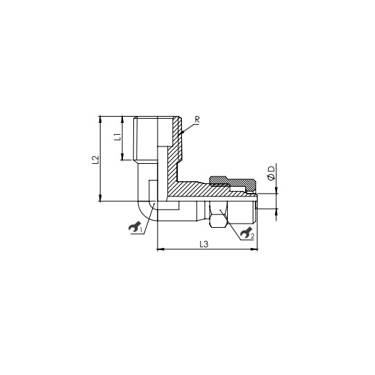 Złącze skręcane typu kolanko 8x6 mm z gw. zew. 3/8" RQS NKL388 Złącze skręcane typu kolanko 8x6 mm z gw. zew. 3/8" RQS NKL388