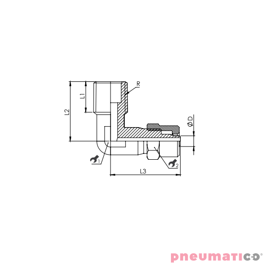 Złącze skręcane typu kolanko 10x8 mm z gw. zew. 1/4" RQS NKL1410 Złącze skręcane typu kolanko 10x8 mm z gw. zew. 1/4" RQS NKL1410
