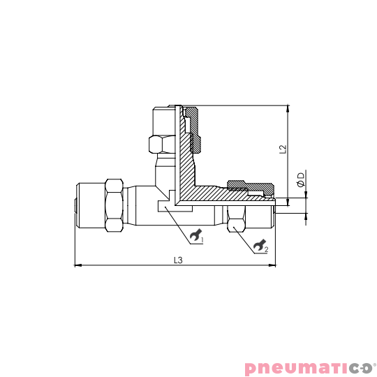 Złącze skręcane typu trójnik 6x4 mm RQS NKT60 Złącze skręcane typu trójnik 6x4 mm RQS NKT60