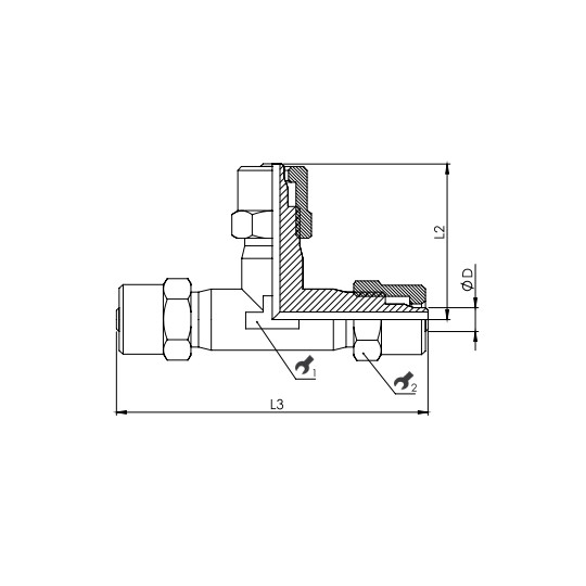 Złącze skręcane typu trójnik 12x10 mm RQS NKT120 Złącze skręcane typu trójnik 12x10 mm RQS NKT120