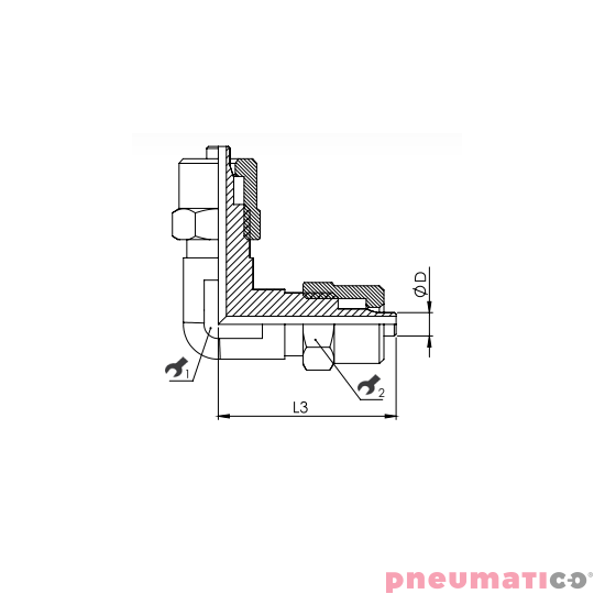 Złącze skręcane typu kolanko 12x10 mm RQS NKL120 Złącze skręcane typu kolanko 12x10 mm RQS NKL120