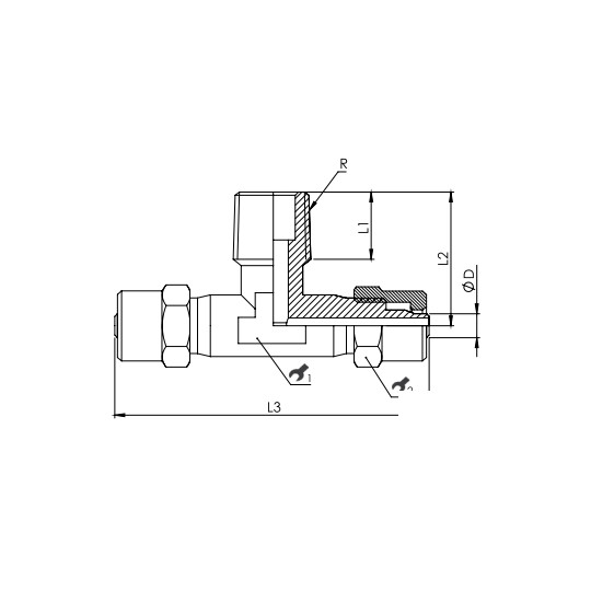 Złącze skręcane typu trójnik 6x4 mm z gw. zew. 1/4" RQS NKT146 Złącze skręcane typu trójnik 6x4 mm z gw. zew. 1/4" RQS NKT146