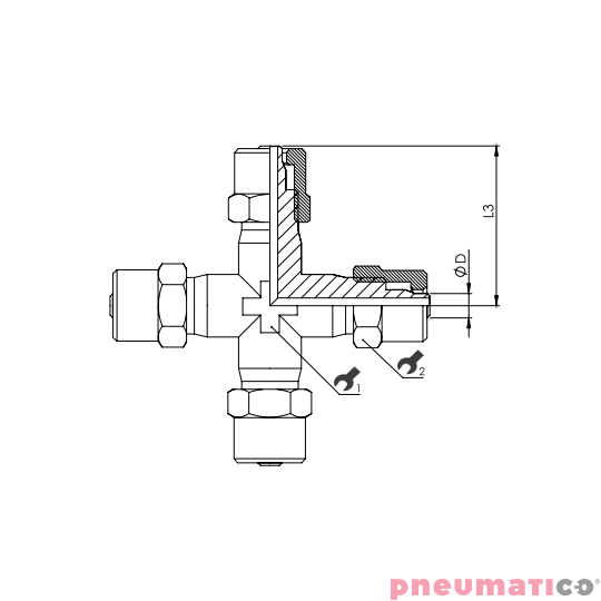 Złącze skręcane krzyżowe 8x6 mm RQS NKX80 Złącze skręcane krzyżowe 8x6 mm RQS NKX80