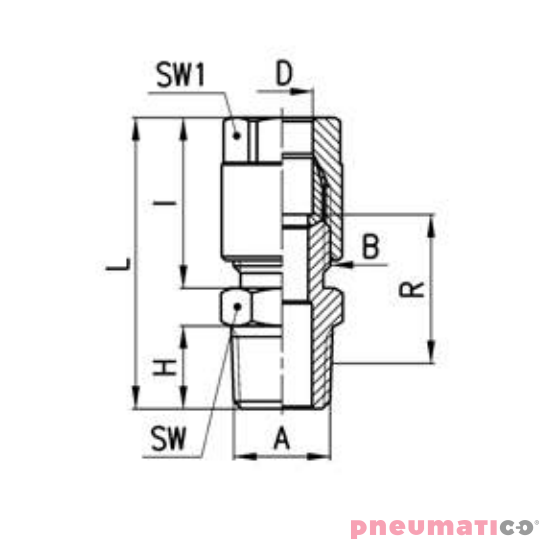 Złącze na wąż serii 1050 Ø10 R1/4"-Z CAMOZZI 1050-10-14
