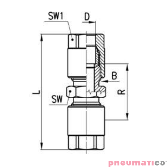 Złącze na wąż serii 1230 Ø6 G1/8 CAMOZZI 1230-6