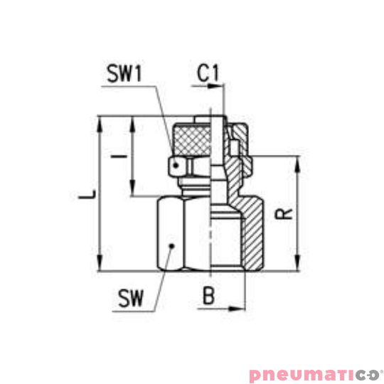 Złącze na wąż serii 1463 Ø6/4 G1/4"-W CAMOZZI 1463-64-14