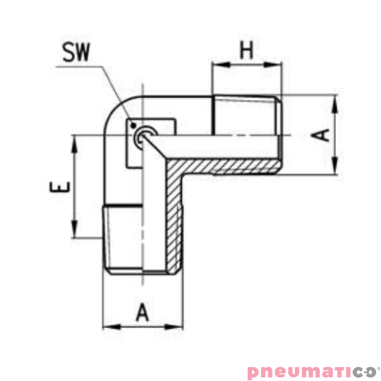Złączka kątowa serii 2010 R3/8"-Z CAMOZZI 2010-38