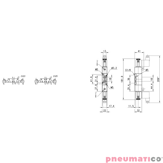 Zawór rozdzielający elektromagnetyczny 3/2 NC G1/8" bistabilny CAMOZZI 338-011-02