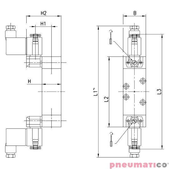 Zawór rozdzielający elektromagnetyczny 5/3 ISO2 środkowo zamknięty CAMOZZI 962-000-P11-23