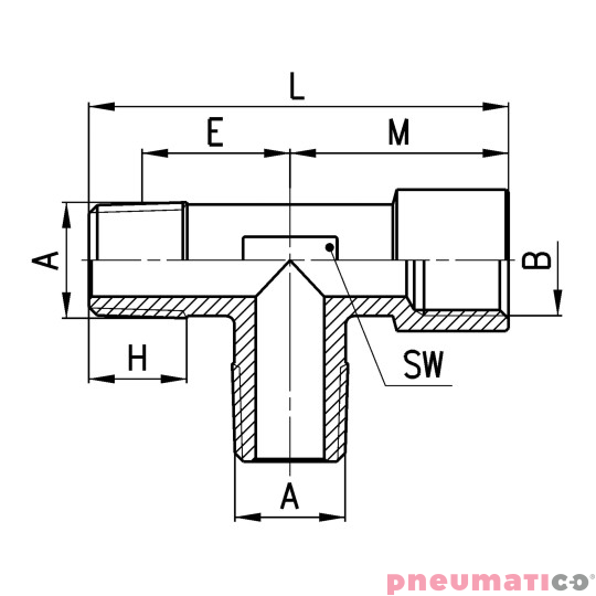 Trójnik G1/8" CAMOZZI 2050-1/8-1/8