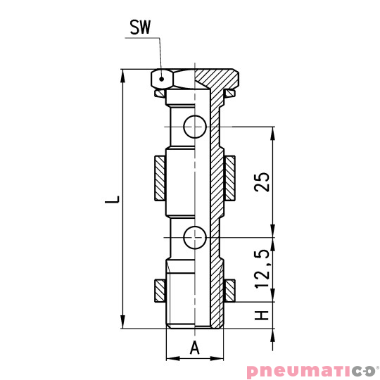 Złącze skręcane proste śruba podwójna banjo 1/4 Camozzi 1635-02-14