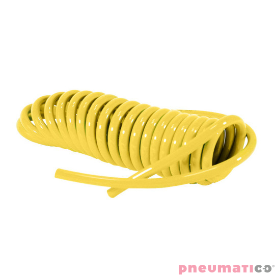 Wąż spiralny RQS PU 8x5mm 12m prosta końcówka TBC080512Y żółty
