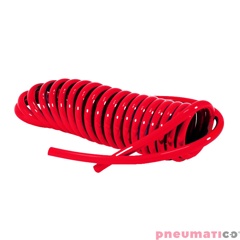 Wąż spiralny RQS PU 8x5mm 12m prosta końcówka TBC080512R czerwony
