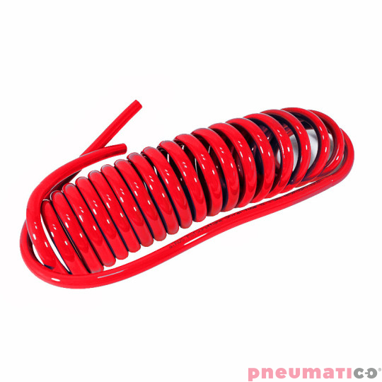 Wąż spiralny RQS PU 8x5mm 9m prosta końcówka TBC080509R czerwony Wąż spiralny RQS PU 8x5mm 9m prosta końcówka TBC080509R czerwony