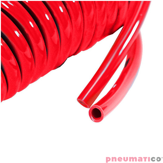 Wąż spiralny RQS PU 8x5mm 9m prosta końcówka TBC080509R czerwony Wąż spiralny RQS PU 8x5mm 9m prosta końcówka TBC080509R czerwony