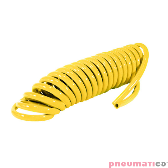 Wąż spiralny RQS PU 8x5mm 5m prosta końcówka TBC080505Y żółty Wąż spiralny RQS PU 8x5mm 5m prosta końcówka TBC080505Y żółty