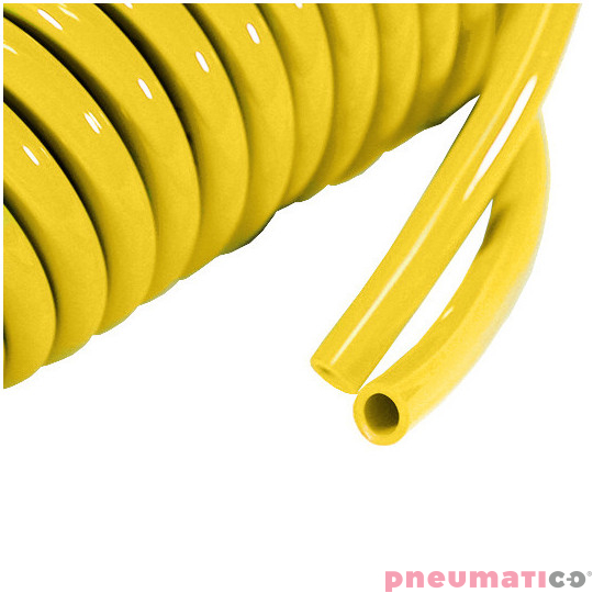 Wąż spiralny RQS PU 8x5mm 5m prosta końcówka TBC080505Y żółty Wąż spiralny RQS PU 8x5mm 5m prosta końcówka TBC080505Y żółty