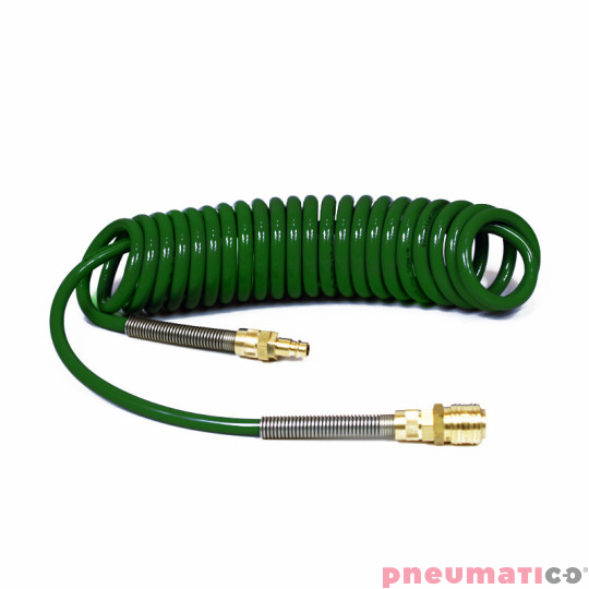 Wąż spiralny RECTUS RQS  8x12mm 5m prosta końcówka i szybkozłącza TBC/26KK1208-05G zielony