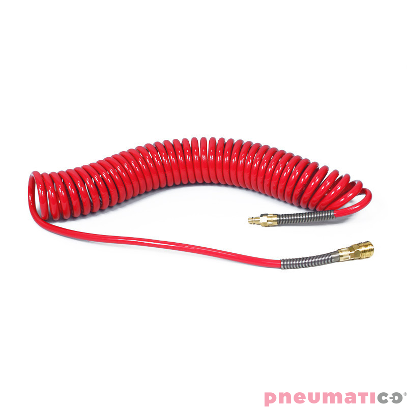 Wąż spiralny Rectus PU 6.5x10mm 9m prosta końcówka i szybkozłącza TBC/26KK1065-09R czerwony