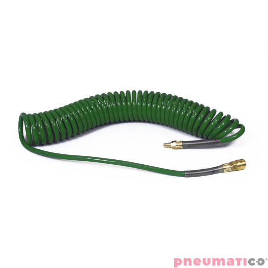 Wąż spiralny Rectus PU 8x12mm 9m prosta końcówka i szybkozłącza TBC/26KK1208-09G zielony