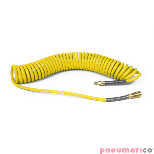 Wąż spiralny Rectus PU 8x12mm 9m prosta końcówka i szybkozłącza TBC/26KK1208-09Y żółty