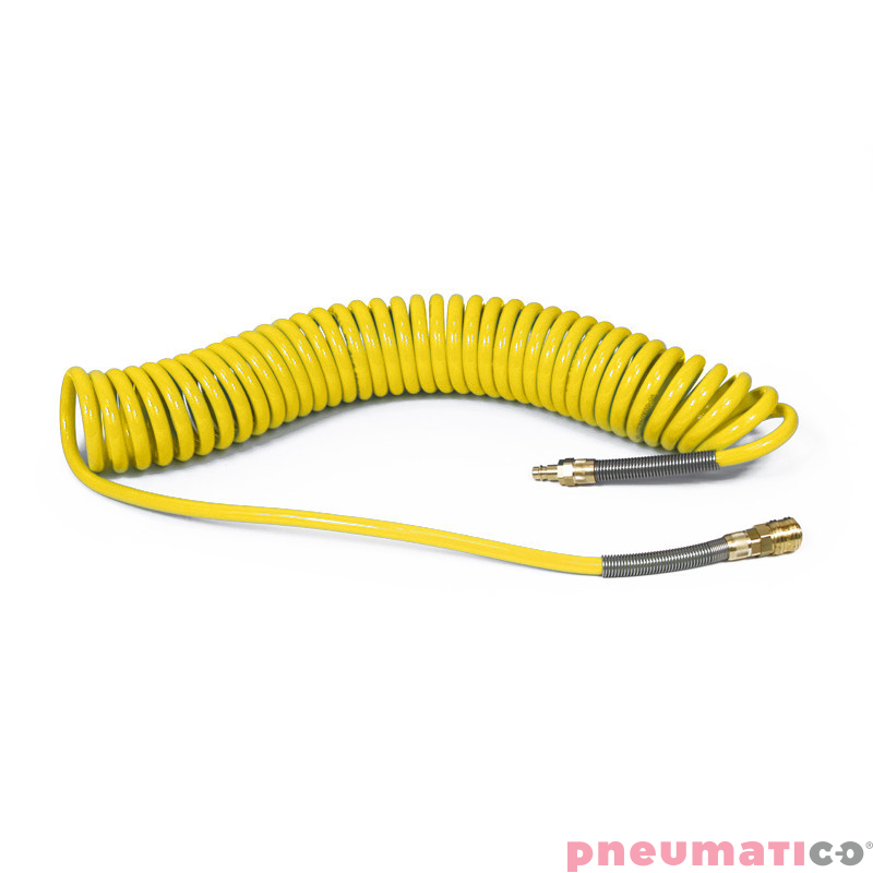 Wąż spiralny Rectus PU 5x8mm 9m prosta końcówka i szybkozłącza TBC/26KK0805-09Y żółty