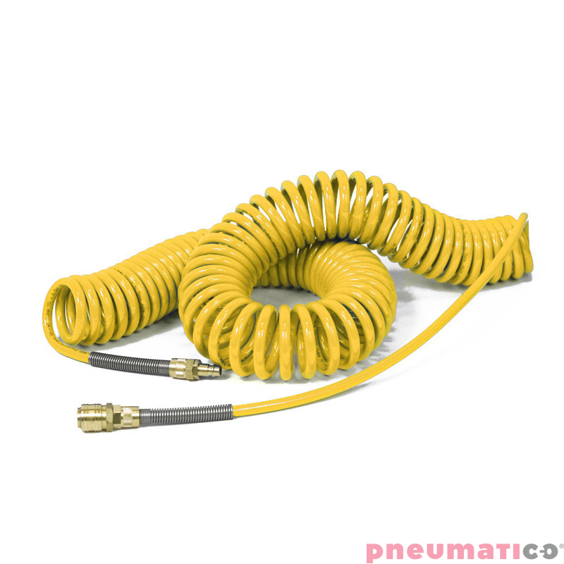 Wąż spiralny Rectus PU 6.5x10mm 12m prosta końcówka i szybkozłącza TBC/26KK1065-12Y żółty