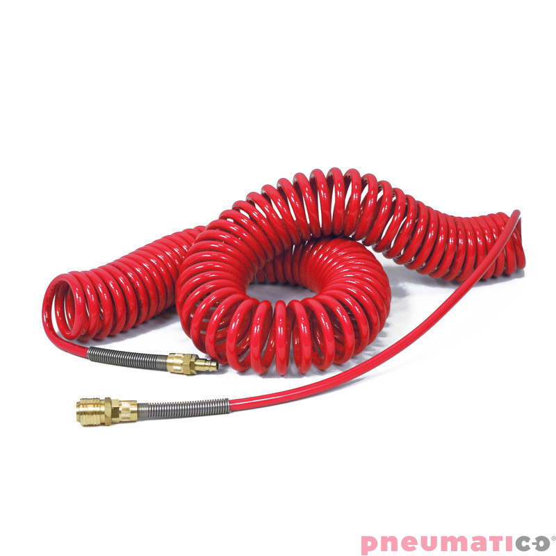 Wąż spiralny Rectus PU 5x8mm 12m prosta końcówka i szybkozłącza TBC/26KK0805-12R czerwony