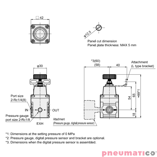 Reduktor ciśnienia CKD 1/4" bez manometru RP1000-8G-02 Reduktor ciśnienia CKD 1/4" bez manometru RP1000-8G-02