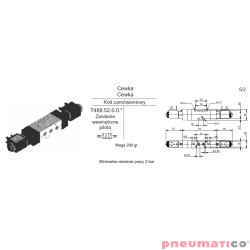 Zawór elektropneumatyczny 5/2 BISTAB. Pneumax T488.52.0.0.M 1/8