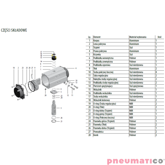 Pneumatyczny napęd obrotowy dwustronnego działania R.95 F05/07-17mm NDA95F57X17 RQS Pneumatyczny napęd obrotowy dwustronnego działania R.95 F05/07-17mm NDA95F57X17 RQS