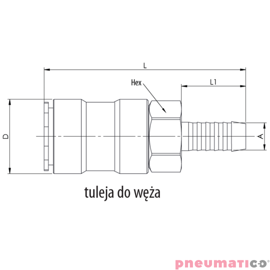 Złącze żeńskie na wąż RQS typ 8209 13 mm 8209KLTF13MVN