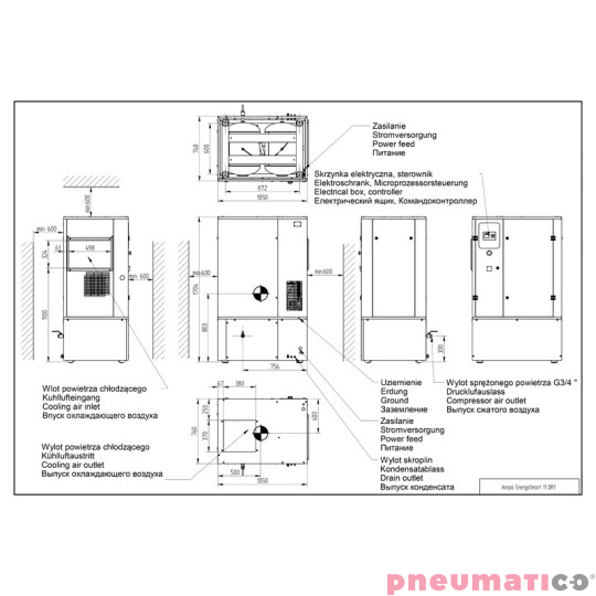 Kompresor - Sprężarka śrubowa AIRPOL EnergySmart 11Dry z falownikiem i osuszaczem Kompresor - Sprężarka śrubowa AIRPOL EnergySmart 11Dry z falownikiem i osuszaczem