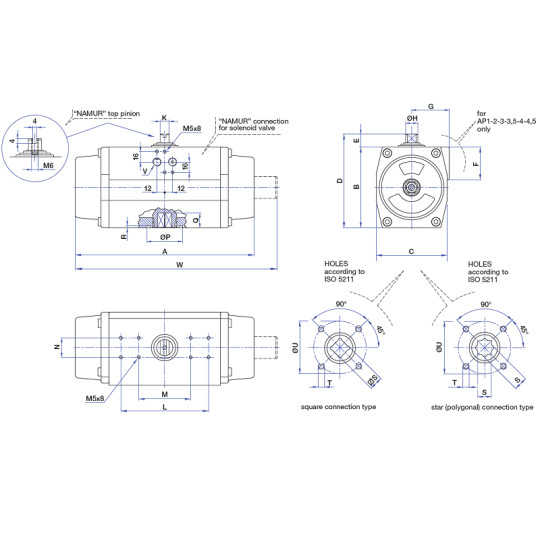 Pneumatyczny napęd obrotowy pojedynczego działania AP08SR 200 NBR SIRCA Pneumatyczny napęd obrotowy pojedynczego działania AP08SR 200 NBR SIRCA
