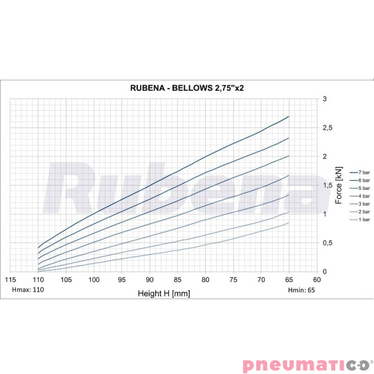 Siłownik mieszkowy RUBENA seria Dunlop 2 3/4' X2 Siłownik mieszkowy RUBENA seria Dunlop 2 3/4' X2