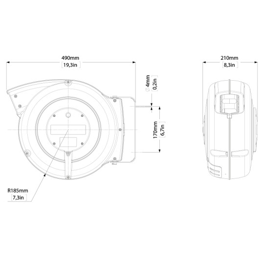 Zwijadło elektryczno-powietrzne 4x1mm² TWIN REEL ZECA 7410 CT 7+1,5m