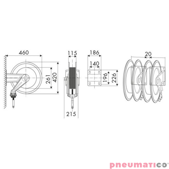 Zwijadło pneumatyczne RAASM 9430.505 18x9,5mm 10m Zwijadło pneumatyczne RAASM 9430.505 18x9,5mm 10m