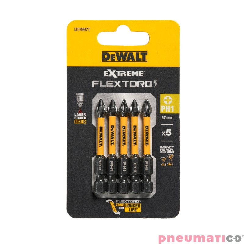 Końc&oacute;wki wkrętarskie FLEXTORQ PH1 50/57 mm 5 szt. DeWalt DT7997T-QZ