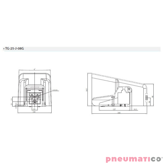 Zawór nożny w obudowie 5/2 1/4" TEKMA TG-25-J-08G Zawór nożny w obudowie 5/2 1/4" TEKMA TG-25-J-08G