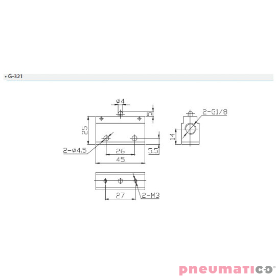Zawór mechaniczny popychacz TEKMA G-321 3/2 1/8" NC Zawór mechaniczny popychacz TEKMA G-321 3/2 1/8" NC