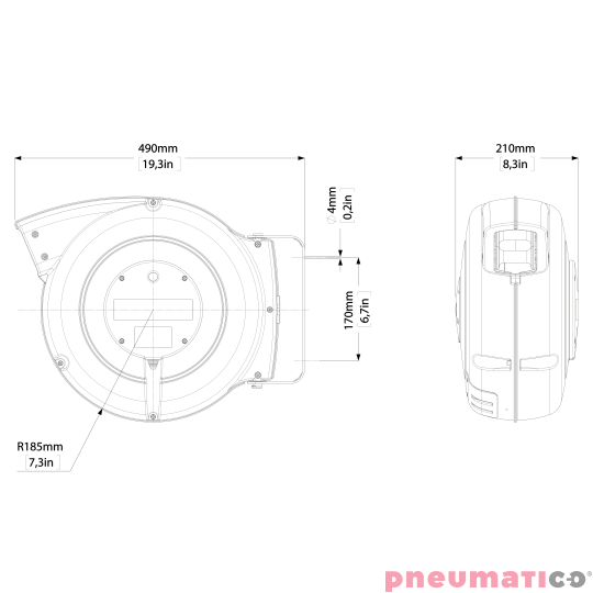 Zwijadło pneumatyczne ZECA 805/8 12x8mm 16m Zwijadło pneumatyczne ZECA 805/8 12x8mm 16m