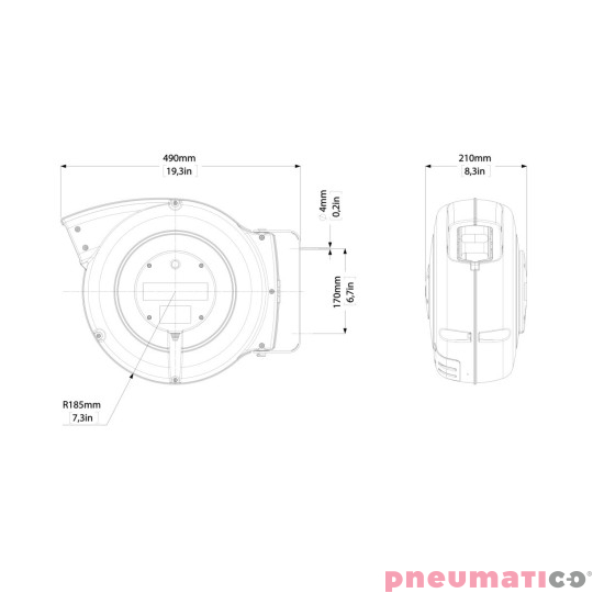 Profesjonalny zwijak kablowy 3Gx2,5mm² ZECA 7325/25 25m