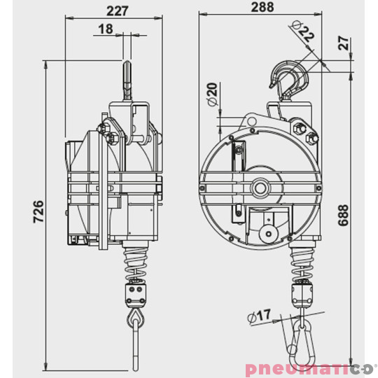 Balanser linkowy TECNA 9432.B1 20-25kg 3000mm