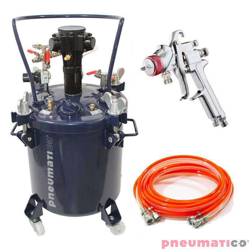 Zbiornik ciśnieniowy do natrysku 20L z mieszadłem Pneumatico Tank MP20-1-1E-11 + pistolet lakierniczy EXPERT HP 1,1 mm + wąż