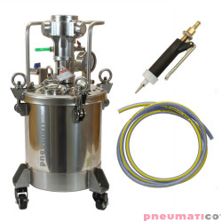Zestaw do nakładania kleju: zbiornik nierdzewny 10L z mieszadłem Pneumatico Tank MP10SS + pistolet PIZZI 0002 + wąż