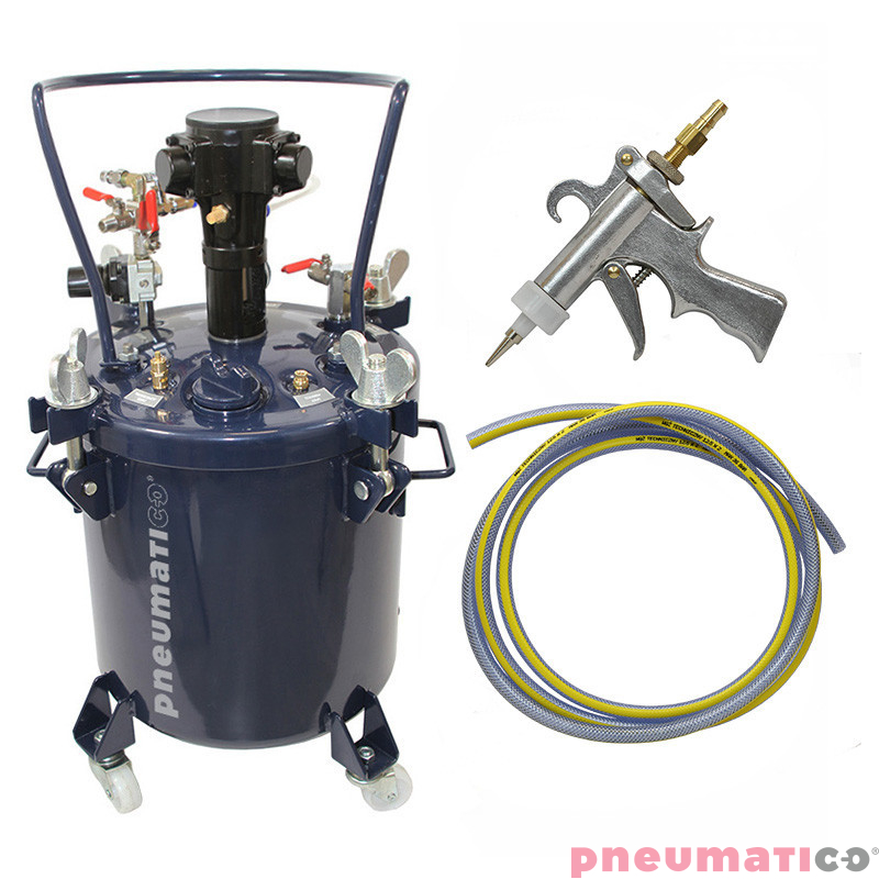 Zestaw do nakładania kleju: zbiornik 20L z mieszadłem MP20-1-1 Pneumatico Tank + pistolet PIZZI 9902 + wąż Zestaw do nakładania kleju: zbiornik 20L z mieszadłem MP20-1-1 Pneumatico Tank + pistolet PIZZI 9902 + wąż