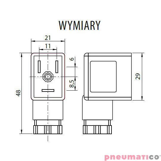 Wtyczka RQE typ D1 11MM do cewek CS31/CS41 RQS RQED1 Wtyczka RQE typ D1 11MM do cewek CS31/CS41 RQS RQED1